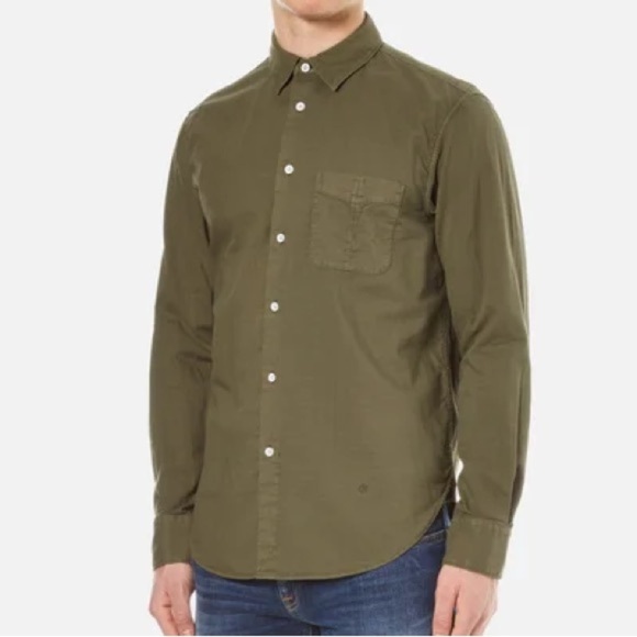 rag & bone Standard Issue Button Down Beach Shirt Dark Olive Sz Medium - Picture 1 of 6